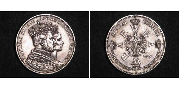 1 Thaler 普魯士王國 (1701 - 1918) 銀 威廉一世 (德国)