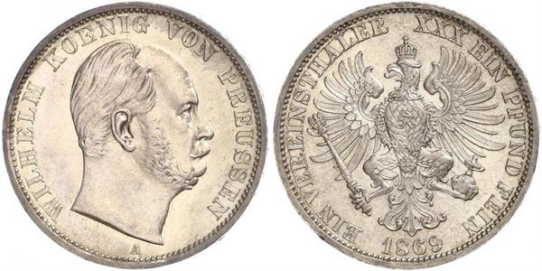 1 Thaler 普魯士王國 (1701 - 1918) 銀 威廉一世 (德国)