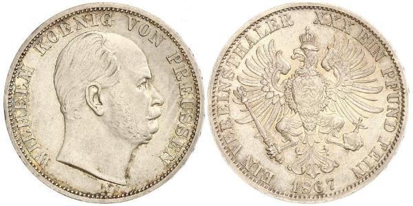 1 Thaler 普魯士王國 (1701 - 1918) 銀 威廉一世 (德国)