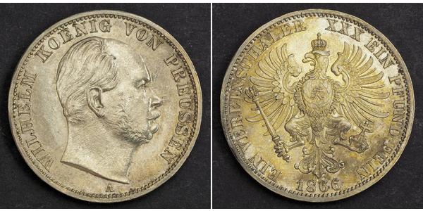 1 Thaler 普魯士王國 (1701 - 1918) 銀 威廉一世 (德国)