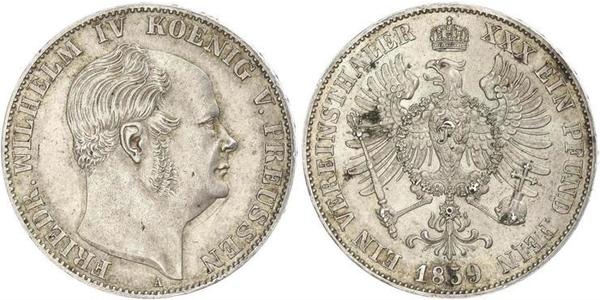 1 Thaler 普魯士王國 (1701 - 1918) 銀 腓特烈·威廉四世 (1795 - 1861)