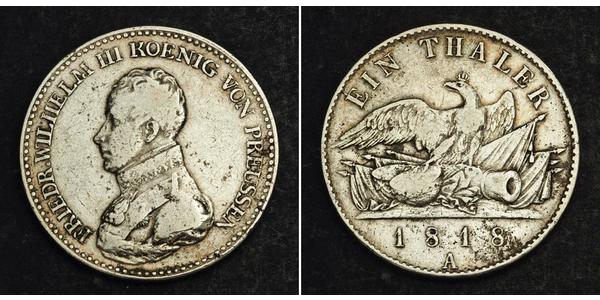 1 Thaler 普魯士王國 (1701 - 1918) 銀 腓特烈·威廉三世 (1770 -1840)