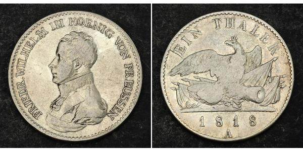 1 Thaler 普魯士王國 (1701 - 1918) 銀 腓特烈·威廉三世 (1770 -1840)