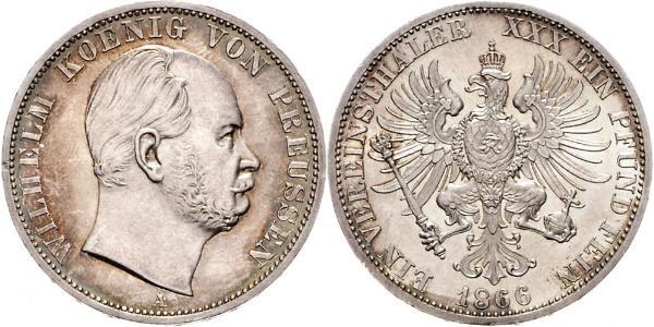 1 Thaler 普魯士王國 (1701 - 1918) 銀 威廉一世 (德国)