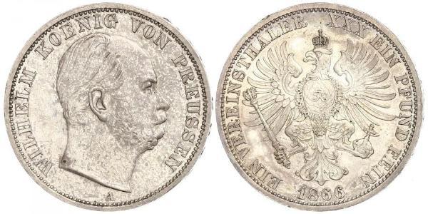 1 Thaler 普魯士王國 (1701 - 1918) 銀 威廉一世 (德国)