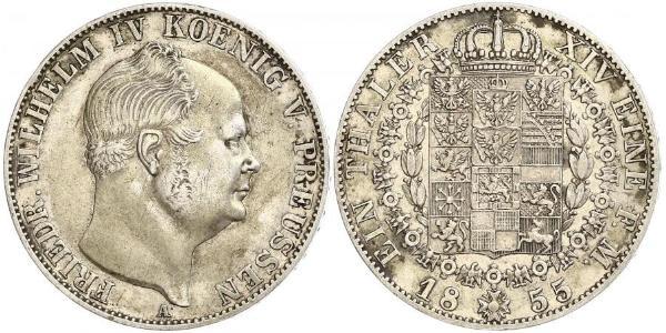 1 Thaler 普魯士王國 (1701 - 1918) 銀 腓特烈·威廉四世 (1795 - 1861)