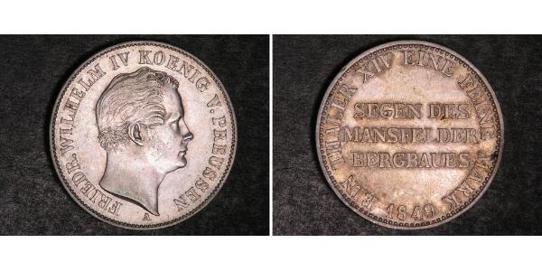 1 Thaler 普魯士王國 (1701 - 1918) 銀 腓特烈·威廉四世 (1795 - 1861)