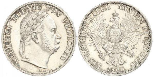 1 Thaler 普魯士王國 (1701 - 1918) 銀 威廉一世 (德国)