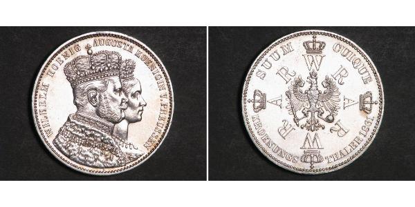 1 Thaler 普魯士王國 (1701 - 1918) 銀 威廉一世 (德国)