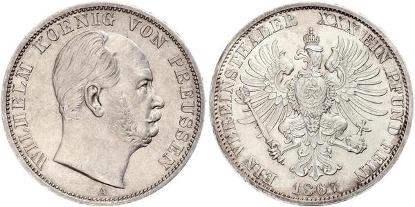 1 Thaler 普魯士王國 (1701 - 1918) 銀 威廉一世 (德国)