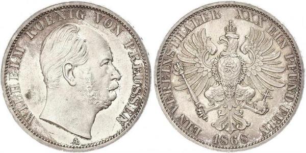 1 Thaler 普魯士王國 (1701 - 1918) 銀 威廉一世 (德国)