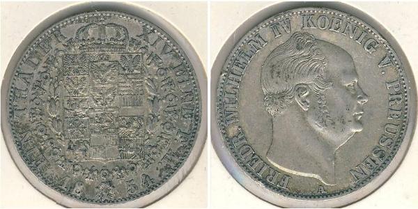 1 Thaler 普魯士王國 (1701 - 1918) 銀 腓特烈·威廉四世 (1795 - 1861)