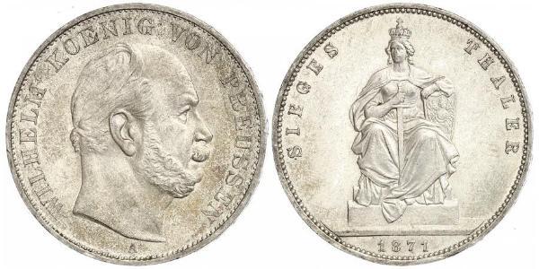 1 Thaler 普魯士王國 (1701 - 1918) 銀 威廉一世 (德国)
