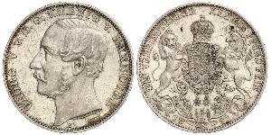 1 Thaler 汉诺威王国 (1814 - 1866) 銀 格奥尔格五世 (汉诺威) (1819 - 1878)