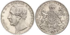 1 Thaler 汉诺威王国 (1814 - 1866) 銀 格奥尔格五世 (汉诺威) (1819 - 1878)