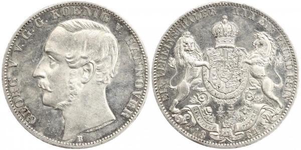 1 Thaler 汉诺威王国 (1814 - 1866) 銀 格奥尔格五世 (汉诺威) (1819 - 1878)