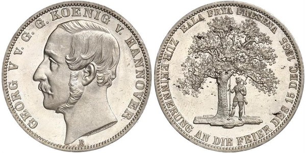1 Thaler 汉诺威王国 (1814 - 1866) 銀 格奥尔格五世 (汉诺威) (1819 - 1878)