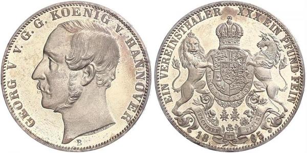 1 Thaler 汉诺威王国 (1814 - 1866) 銀 格奥尔格五世 (汉诺威) (1819 - 1878)