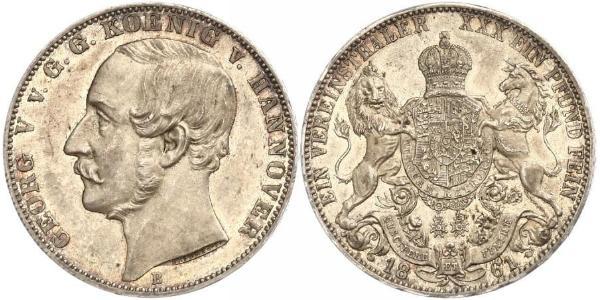 1 Thaler 汉诺威王国 (1814 - 1866) 銀 格奥尔格五世 (汉诺威) (1819 - 1878)