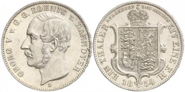 1 Thaler 汉诺威王国 (1814 - 1866) 銀 格奥尔格五世 (汉诺威) (1819 - 1878)