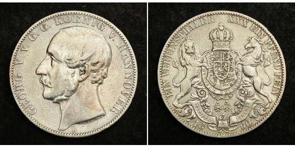 1 Thaler 汉诺威王国 (1814 - 1866) 銀 格奥尔格五世 (汉诺威) (1819 - 1878)