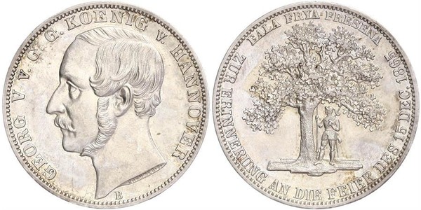 1 Thaler 汉诺威王国 (1814 - 1866) 銀 格奥尔格五世 (汉诺威) (1819 - 1878)