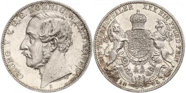 1 Thaler 汉诺威王国 (1814 - 1866) 銀 格奥尔格五世 (汉诺威) (1819 - 1878)