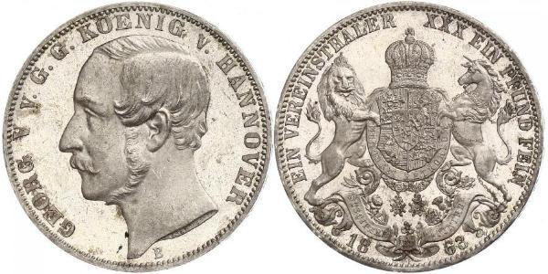1 Thaler 汉诺威王国 (1814 - 1866) 銀 格奥尔格五世 (汉诺威) (1819 - 1878)