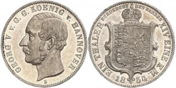 1 Thaler 汉诺威王国 (1814 - 1866) 銀 格奥尔格五世 (汉诺威) (1819 - 1878)