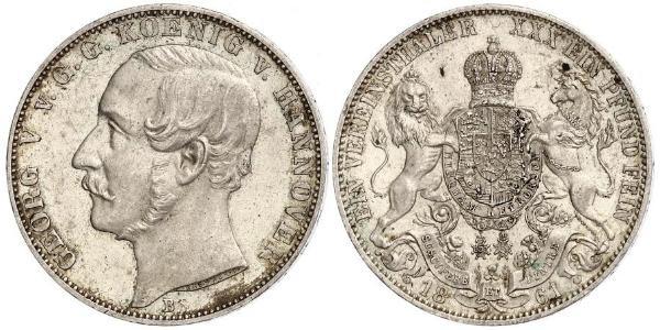 1 Thaler 汉诺威王国 (1814 - 1866) 銀 格奥尔格五世 (汉诺威) (1819 - 1878)