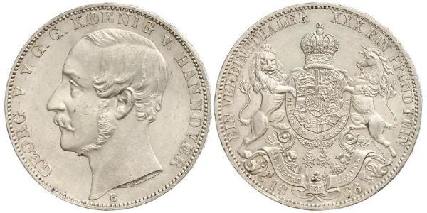 1 Thaler 汉诺威王国 (1814 - 1866) 銀 格奥尔格五世 (汉诺威) (1819 - 1878)
