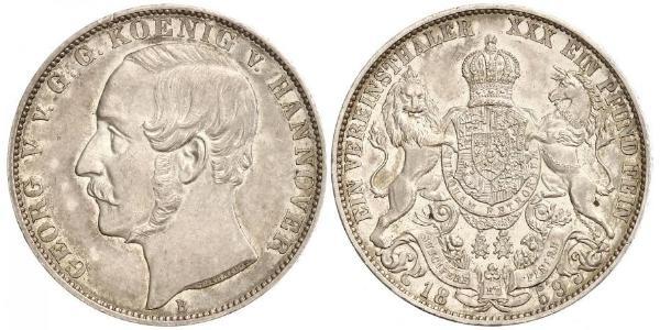 1 Thaler 汉诺威王国 (1814 - 1866) 銀 格奥尔格五世 (汉诺威) (1819 - 1878)