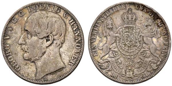 1 Thaler 汉诺威王国 (1814 - 1866) 銀 格奥尔格五世 (汉诺威) (1819 - 1878)