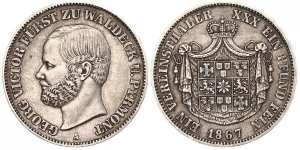 1 Thaler 瓦尔德克统治者列表 (1180 - 1918) 銀 George Victor, Prince of Waldeck and Pyrmont (1831 - 1893)