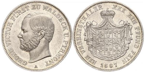 1 Thaler 瓦尔德克统治者列表 (1180 - 1918) 銀 George Victor, Prince of Waldeck and Pyrmont (1831 - 1893)