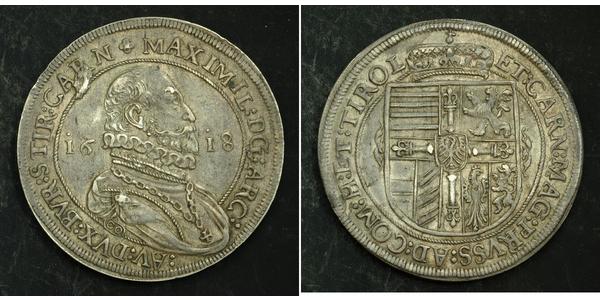 1 Thaler 神圣罗马帝国 (962 - 1806) 銀 馬克西米連三世 (上奧地利) (1558 – 1618)