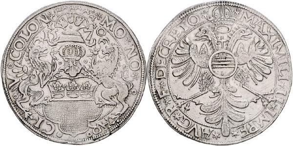 1 Thaler 神圣罗马帝国 (962 - 1806) 銀 马克西米利安二世 (神圣罗马帝国) (1527 - 1576)