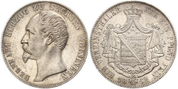 1 Thaler 萨克森-迈宁根 (1680 - 1918) 銀 Bernhard II, Duke of Saxe-Meiningen
