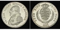 1 Thaler 萨克森王国 (1806 - 1918) 銀 弗里德里希·奥古斯特一世 (萨克森国王)