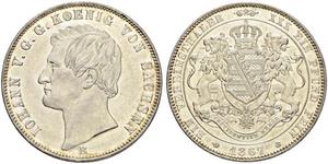 1 Thaler 萨克森王国 (1806 - 1918) 銀 约翰一世 (萨克森)