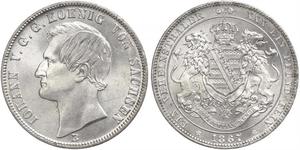 1 Thaler 萨克森王国 (1806 - 1918) 銀 约翰一世 (萨克森)