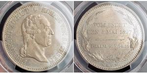 1 Thaler 萨克森王国 (1806 - 1918) 銀 弗里德里希·奥古斯特一世 (萨克森国王)