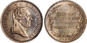 1 Thaler 萨克森王国 (1806 - 1918) 銀 弗里德里希·奥古斯特一世 (萨克森国王)