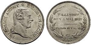1 Thaler 萨克森王国 (1806 - 1918) 銀 弗里德里希·奥古斯特一世 (萨克森国王)