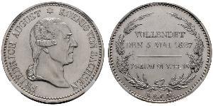 1 Thaler 萨克森王国 (1806 - 1918) 銀 弗里德里希·奥古斯特一世 (萨克森国王)
