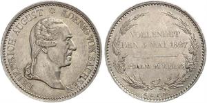1 Thaler 萨克森王国 (1806 - 1918) 銀 弗里德里希·奥古斯特一世 (萨克森国王)