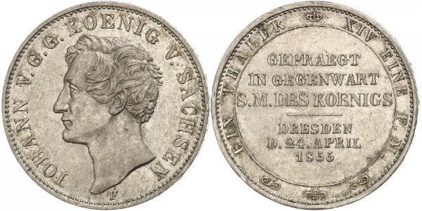 1 Thaler 萨克森王国 (1806 - 1918) 銀 约翰一世 (萨克森)