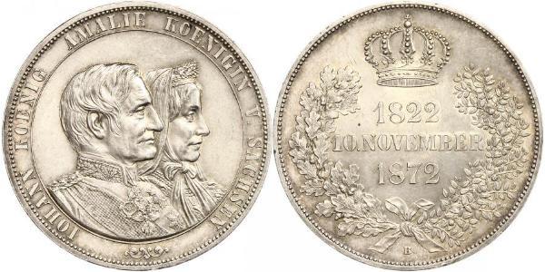 1 Thaler 萨克森王国 (1806 - 1918) 銀 约翰一世 (萨克森)