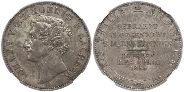 1 Thaler 萨克森王国 (1806 - 1918) 銀 约翰一世 (萨克森)