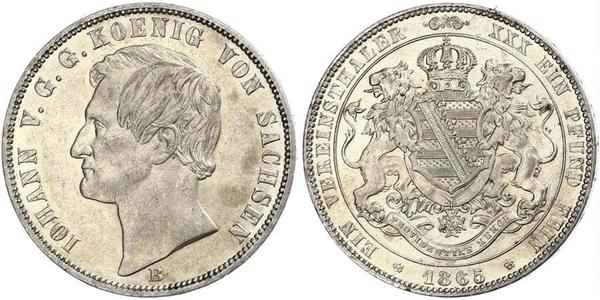 1 Thaler 萨克森王国 (1806 - 1918) 銀 约翰一世 (萨克森)